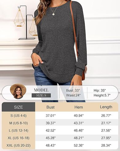Riyiper 2 Pack Women's Crew Neck Sweatshirts, Cotton Long Sleeve Casual Shirts Loose Fit Tunic Tops Plain Basic Pullover Tees in Saudi Arabia
