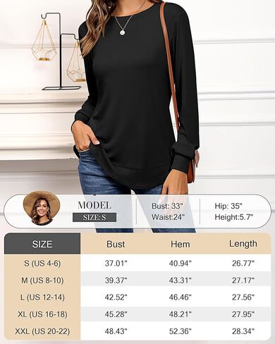Riyiper 2 Pack Women's Crew Neck Sweatshirts, Cotton Long Sleeve Casual Shirts Loose Fit Tunic Tops Plain Basic Pullover Tees in Saudi Arabia