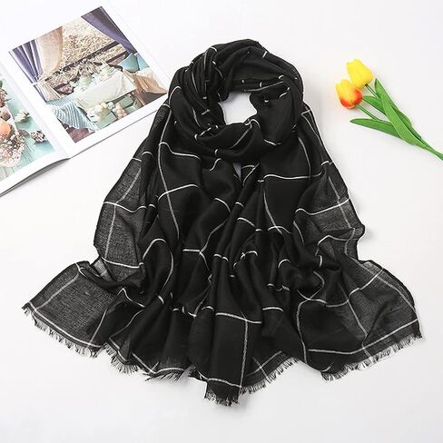 وشاح Hophor Boho للنساء خفيف الوزن مزين بالزهور وأوشحة شال قطنية in Kuwait