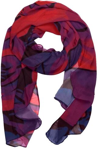 Ligtweight Silk Scarf Thin Long Scarf Shawl Wrap Sunscreen Shawls for Women Roses Red Purple Flowers Pretty, Multicolored, 180*73（70.86*28.7in） in Kuwait