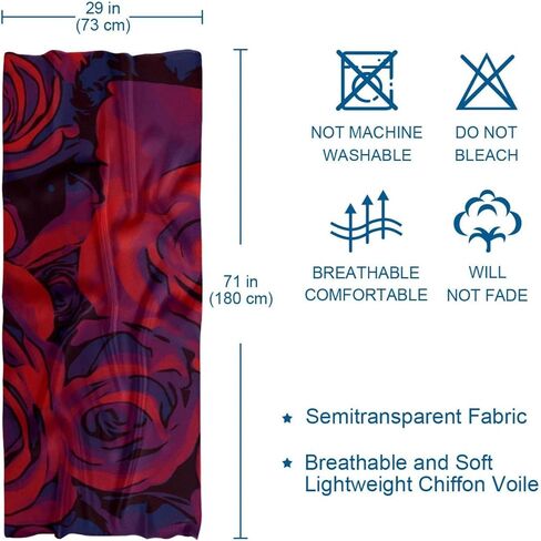 Ligtweight Silk Scarf Thin Long Scarf Shawl Wrap Sunscreen Shawls for Women Roses Red Purple Flowers Pretty, Multicolored, 180*73（70.86*28.7in） in Kuwait
