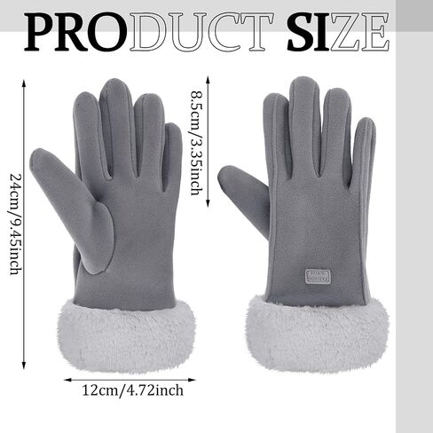 2 Pairs Women Winter Warm Gloves Touchscreen Gloves Plush Thermal Fleece Lining Cold Weather Gloves Warm Soft Fluffy Cuff Texting Gloves, Black Gray, Black, Gray, One size in Saudi Arabia