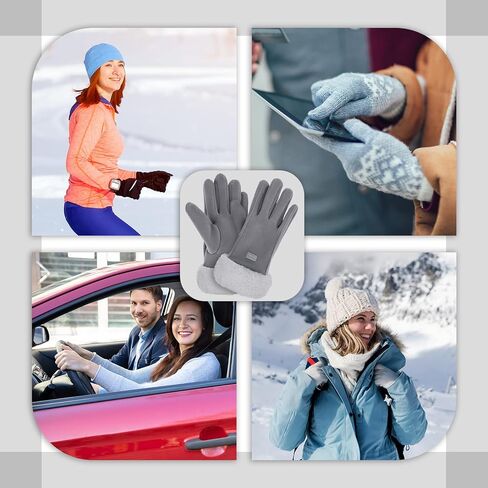 2 Pairs Women Winter Warm Gloves Touchscreen Gloves Plush Thermal Fleece Lining Cold Weather Gloves Warm Soft Fluffy Cuff Texting Gloves, Black Gray, Black, Gray, One size in Saudi Arabia