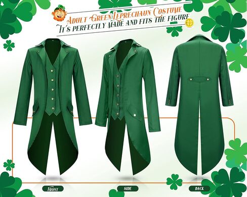 عيد القديس باتريك زي الكبار الرجال الجني ازياء القوطية خمر Steampunk الذيل مع قبعة الجني ربطة القوس فيونكة in Kuwait