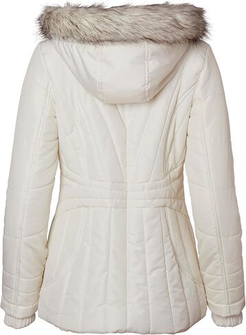 معطف شتوي نسائي من Sportoli مزود بغطاء للرأس من الفرو الصناعي، جاكيت منتفخ بديل in Kuwait