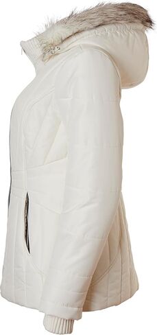 معطف شتوي نسائي من Sportoli مزود بغطاء للرأس من الفرو الصناعي، جاكيت منتفخ بديل in Kuwait