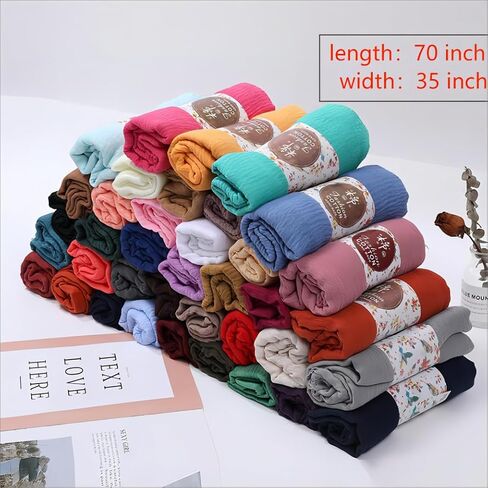 guiyal Cotton Blend Crinkle Vintage Soft Scarf with Fringed Edges,linen scarf,shawl,travel scarf，Khaki scarf in Saudi Arabia