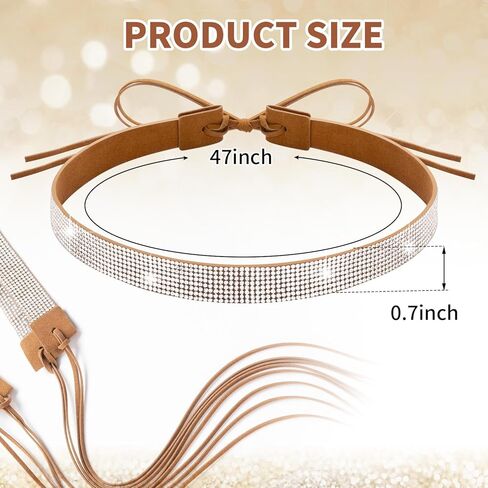 WDAHDHP Bling Hat Band with Rhinestones, 4Pcs Adjustable Cowboy Hatband, Cowgirl Hat Belt Western Hat Accessories for Men Women Brown in Kuwait