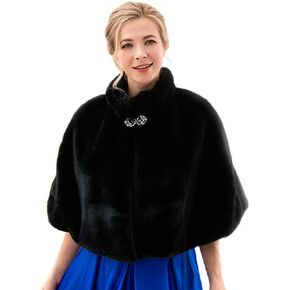 Aularso Bride Wedding Faux Fur Wraps and Shawls Bridal Fur Scarfs Fur Stole for Bride and Bridesmaids