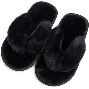 techcity Boys Girls Fuzzy Flip Flop Slippers Kids Cute Soft Comfy Open Toe Fluffy Slip On Thong Flat Sandals House Home Fur Slides Indoor Outdoor in Kuwait