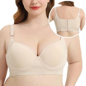 Sutliant Deep Cup Bra Hide Back Fat Wide Band Back Smoothing Bras for Women Plus Size Push Up Bra Back Fat Full Coverage Bras in Saudi Arabia