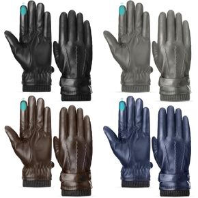 Yahenda 4 Pairs Winter Leather Gloves for Men PU Leather Gloves Warm Touchscreen Texting Gloves Driving Gloves with Warm Lining Cold Weather Gloves for Texting Driving Motorcycle Bike Riding, Large in Saudi Arabia