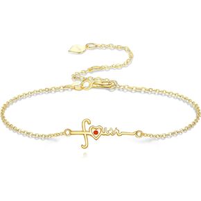 DOVRAN 14K Gold Cross Bracelet for Women Solid Gold Faith Bracelet Real Gold Cross Jewelry Gifts for Her