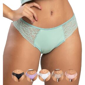 Vicbela - مجموعة مكونة من 6 سراويل داخلية من الدانتيل الجانبي بنمط بيكيني - حزام خصر مطاطي، قصة برازيلية - متعدد الألوان in Kuwait