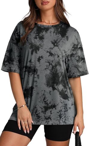 Oversized T Shirts for Women Summer Crewneck Short Sleeve Basic Tops Loose Fit in Saudi Arabia