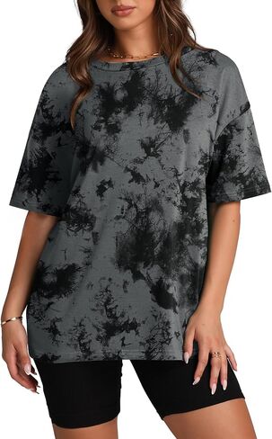 Oversized T Shirts for Women Summer Crewneck Short Sleeve Basic Tops Loose Fit in Saudi Arabia