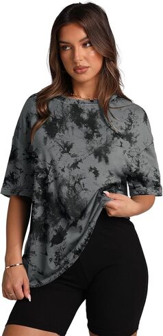 Oversized T Shirts for Women Summer Crewneck Short Sleeve Basic Tops Loose Fit in Saudi Arabia