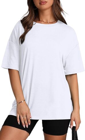 Oversized T Shirts for Women Summer Crewneck Short Sleeve Basic Tops Loose Fit in Saudi Arabia