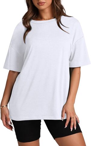 Oversized T Shirts for Women Summer Crewneck Short Sleeve Basic Tops Loose Fit in Saudi Arabia