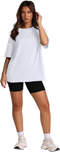 Oversized T Shirts for Women Summer Crewneck Short Sleeve Basic Tops Loose Fit in Saudi Arabia