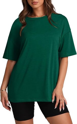 Oversized T Shirts for Women Summer Crewneck Short Sleeve Basic Tops Loose Fit in Saudi Arabia