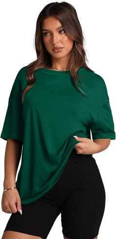 Oversized T Shirts for Women Summer Crewneck Short Sleeve Basic Tops Loose Fit in Saudi Arabia