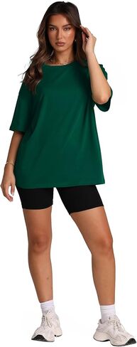Oversized T Shirts for Women Summer Crewneck Short Sleeve Basic Tops Loose Fit in Saudi Arabia