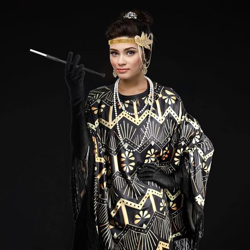 Floraltop 6 Pcs 1920s Flapper Costume Accessories Set for Women 20s Vintage Fringed Poncho Flapper Shawl for New Year Masquerade Party Outfits in Saudi Arabia
