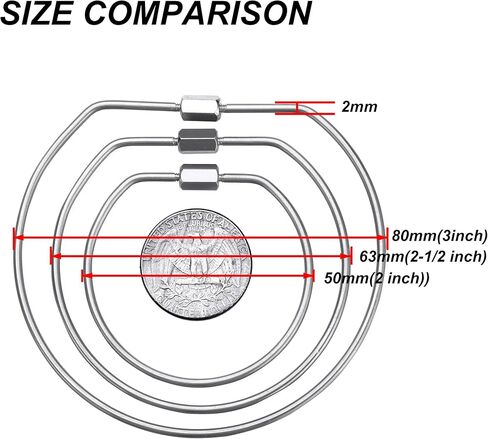 مجموعة من 6 حلقات مفاتيح قفل مترابطة من CrocSee (قطر 2.5 بوصة)، منظم حلقة سلسلة مفاتيح من الفولاذ المقاوم للصدأ مع قفل لولبي، حامل حلقة مفاتيح عالي التحمل in Kuwait