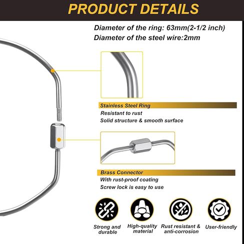 مجموعة من 6 حلقات مفاتيح قفل مترابطة من CrocSee (قطر 2.5 بوصة)، منظم حلقة سلسلة مفاتيح من الفولاذ المقاوم للصدأ مع قفل لولبي، حامل حلقة مفاتيح عالي التحمل in Kuwait