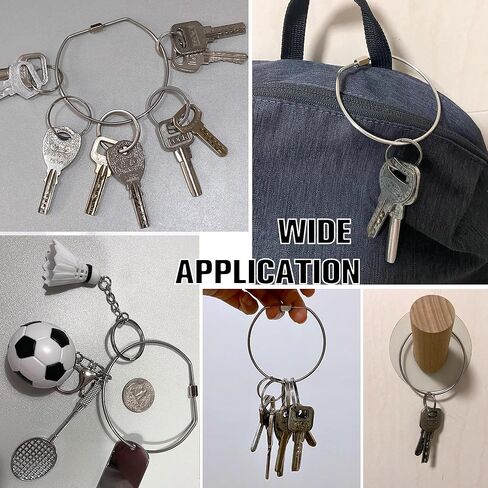 مجموعة من 6 حلقات مفاتيح قفل مترابطة من CrocSee (قطر 2.5 بوصة)، منظم حلقة سلسلة مفاتيح من الفولاذ المقاوم للصدأ مع قفل لولبي، حامل حلقة مفاتيح عالي التحمل in Kuwait