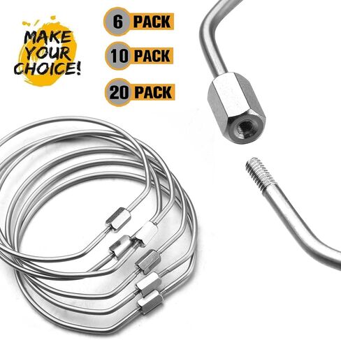 مجموعة من 6 حلقات مفاتيح قفل مترابطة من CrocSee (قطر 2.5 بوصة)، منظم حلقة سلسلة مفاتيح من الفولاذ المقاوم للصدأ مع قفل لولبي، حامل حلقة مفاتيح عالي التحمل in Kuwait