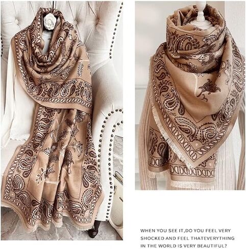 Womens Winter Fashion Large Soft Cashmere Feel Pashmina Shawls Wraps Scarf in Kuwait