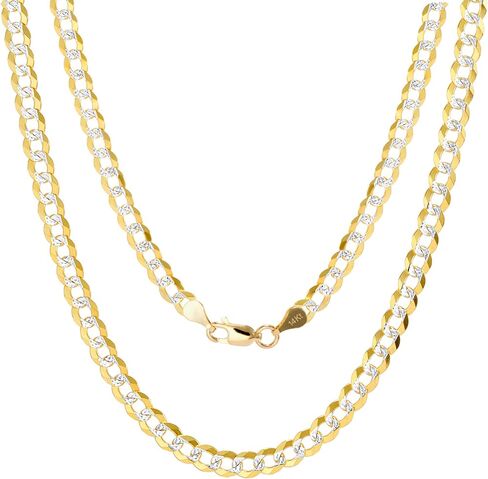 Nuragold 14k الذهب الأصفر الصلبة 5mm سلسلة الكوبية كبح ربط الماس قطع تمهيد اثنين من لهجة قلادة قلادة، مجوهرات رجالي جراد البحر المشبك 16 "18" 20 "22" 24 "26" 28 "30" in Saudi Arabia