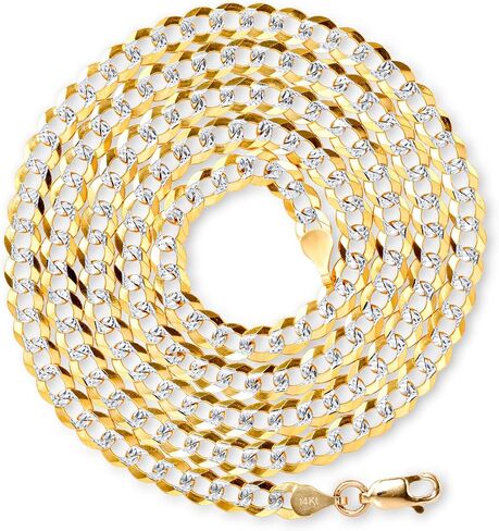 Nuragold 14k الذهب الأصفر الصلبة 5mm سلسلة الكوبية كبح ربط الماس قطع تمهيد اثنين من لهجة قلادة قلادة، مجوهرات رجالي جراد البحر المشبك 16 "18" 20 "22" 24 "26" 28 "30" in Saudi Arabia