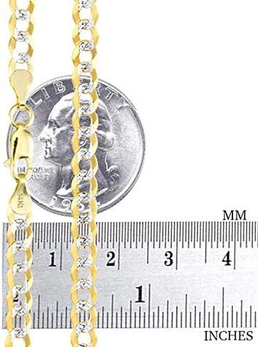 Nuragold 14k الذهب الأصفر الصلبة 5mm سلسلة الكوبية كبح ربط الماس قطع تمهيد اثنين من لهجة قلادة قلادة، مجوهرات رجالي جراد البحر المشبك 16 "18" 20 "22" 24 "26" 28 "30" in Saudi Arabia