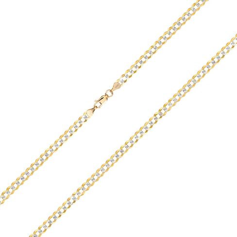 Nuragold 14k الذهب الأصفر الصلبة 5mm سلسلة الكوبية كبح ربط الماس قطع تمهيد اثنين من لهجة قلادة قلادة، مجوهرات رجالي جراد البحر المشبك 16 "18" 20 "22" 24 "26" 28 "30" in Saudi Arabia
