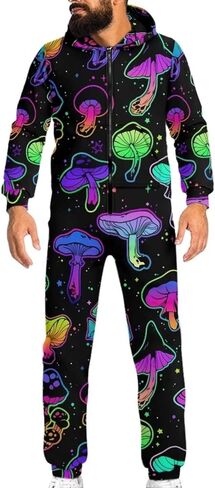 INSTANTARTS Womens Mens One Piece Pajamas Long Sleeve Rompers Onesies Zip Up Nightgown S-4XL in Kuwait