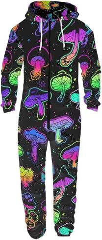 INSTANTARTS Womens Mens One Piece Pajamas Long Sleeve Rompers Onesies Zip Up Nightgown S-4XL in Kuwait