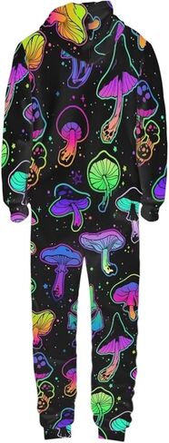 INSTANTARTS Womens Mens One Piece Pajamas Long Sleeve Rompers Onesies Zip Up Nightgown S-4XL in Kuwait