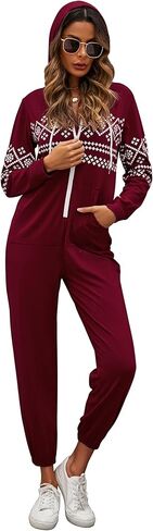 بذلة Kidlove للنساء بسحاب وأكمام طويلة، بيجامة كاجوال من قطعة واحدة مع جيوب in Kuwait