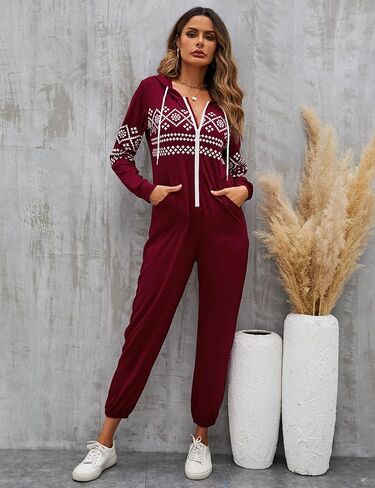 بذلة Kidlove للنساء بسحاب وأكمام طويلة، بيجامة كاجوال من قطعة واحدة مع جيوب in Kuwait