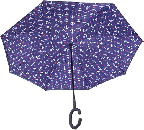 مظلة نوليا مقلوبة بطبقة مزدوجة - مقبض على شكل حرف C مظلة عكسية قابلة للطي مقاومة للرياح in Kuwait