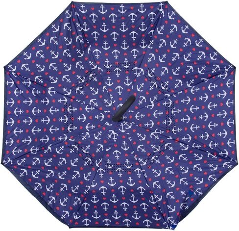 مظلة نوليا مقلوبة بطبقة مزدوجة - مقبض على شكل حرف C مظلة عكسية قابلة للطي مقاومة للرياح in Kuwait