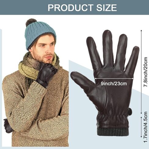 Yahenda 4 Pairs Winter Leather Gloves for Men PU Leather Gloves Warm Touchscreen Texting Gloves Driving Gloves with Warm Lining Cold Weather Gloves for Texting Driving Motorcycle Bike Riding, Large in Saudi Arabia