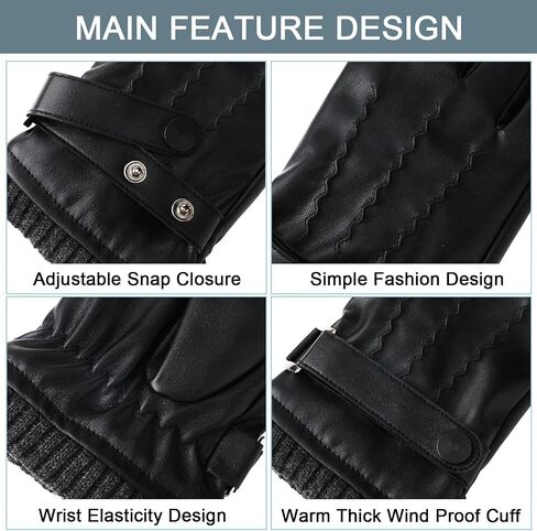 Yahenda 4 Pairs Winter Leather Gloves for Men PU Leather Gloves Warm Touchscreen Texting Gloves Driving Gloves with Warm Lining Cold Weather Gloves for Texting Driving Motorcycle Bike Riding, Large in Saudi Arabia