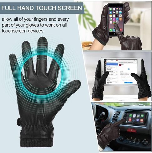 Yahenda 4 Pairs Winter Leather Gloves for Men PU Leather Gloves Warm Touchscreen Texting Gloves Driving Gloves with Warm Lining Cold Weather Gloves for Texting Driving Motorcycle Bike Riding, Large in Saudi Arabia