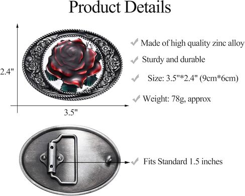 KOORASY Antique Rose Flower Belt Buckle for Women Men Western Vintage Rodeo Floral Belt Buckles Christmas Gift Halloween in Saudi Arabia