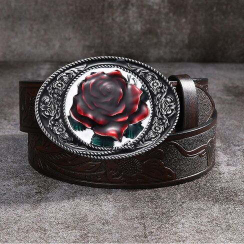 KOORASY Antique Rose Flower Belt Buckle for Women Men Western Vintage Rodeo Floral Belt Buckles Christmas Gift Halloween in Saudi Arabia