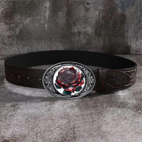 KOORASY Antique Rose Flower Belt Buckle for Women Men Western Vintage Rodeo Floral Belt Buckles Christmas Gift Halloween in Saudi Arabia
